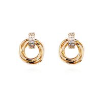 1 Pair Vintage Style Simple Style Geometric Round Inlay Copper Zircon 18K Gold Plated Ear Studs main image 7
