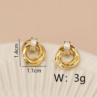 1 Pair Vintage Style Simple Style Geometric Round Inlay Copper Zircon 18K Gold Plated Ear Studs sku image 1