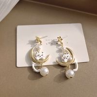 1 Pair Simple Style Classic Style Cat Patchwork Alloy Drop Earrings main image 1