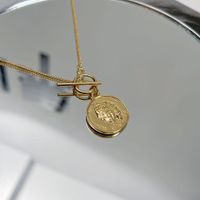 Copper 18K Gold Plated Simple Style Streetwear Human Round Toggle Pendant Necklace main image 3