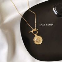 Copper 18K Gold Plated Simple Style Streetwear Human Round Toggle Pendant Necklace main image 4