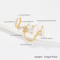 1 Set Hawaiian Baroque Style Vacation Geometric Flower Chain Inlay Sterling Silver Zircon Gold Plated Earrings main image 2