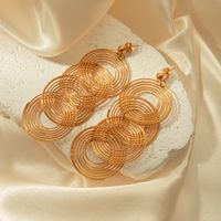 1 Pair Elegant Streetwear Oval Layered 304 Stainless Steel Gold Plated Drop Earrings sku image 2