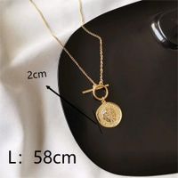 Copper 18K Gold Plated Simple Style Streetwear Human Round Toggle Pendant Necklace sku image 1