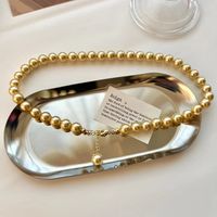 Einfacher Stil Runden Perlen Kupfer 18 Karat Vergoldet Frau Lange Halskette Halskette main image 5