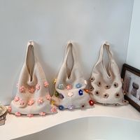 Women's Knit Flower Cute Sewing Thread Open Underarm Bag main image 6