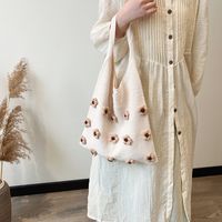 Women's Knit Flower Cute Sewing Thread Open Underarm Bag main image 4