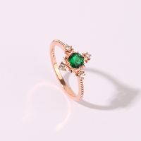 Wholesale Romantic Shiny Snowflake Copper Inlay Rose Gold Plated Zircon Rings main image 3