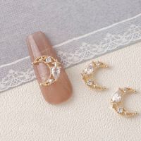 Elegant Moon Copper Zircon Wear Manicure Nail Patches Nail Decoration Accessories 4 Pieces main image 1