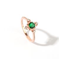 Wholesale Romantic Shiny Snowflake Copper Inlay Rose Gold Plated Zircon Rings sku image 1