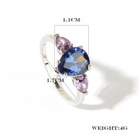 Wholesale Luxurious Queen Shiny Water Droplets Copper Inlay Rhodium Plated Gem Zircon Rings main image 2