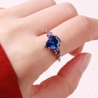 Wholesale Luxurious Queen Shiny Water Droplets Copper Inlay Rhodium Plated Gem Zircon Rings main image 1