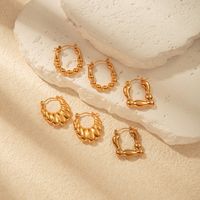 1 Pair Simple Style C Shape Heart Shape Plating 304 Stainless Steel Gold Plated Hoop Earrings main image 7