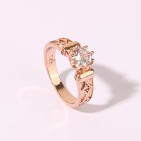 Wholesale Glam Luxurious Shiny Geometric Copper Shiny Metallic Inlay Rose Gold Plated Zircon Rings main image 4
