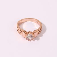 Wholesale Glam Luxurious Shiny Geometric Copper Shiny Metallic Inlay Rose Gold Plated Zircon Rings main image 5