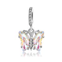 1 Piece 10.5 * Mm Hole 2~2.9mm Copper Zircon Silver Plated Butterfly Polished Beads sku image 3