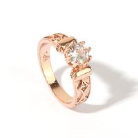 Wholesale Glam Luxurious Shiny Geometric Copper Shiny Metallic Inlay Rose Gold Plated Zircon Rings sku image 1