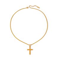 Stainless Steel 18K Gold Plated IG Style Cross Rivet Pendant Necklace main image 6