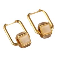 1 Pair Simple Style Geometric Plating Inlay Alloy Opal Earrings main image 4