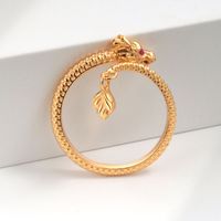 Wholesale IG Style Dragon Copper Plating Inlay Zircon Charm Rings Open Rings main image 3