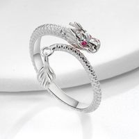 Wholesale IG Style Dragon Copper Plating Inlay Zircon Charm Rings Open Rings sku image 1