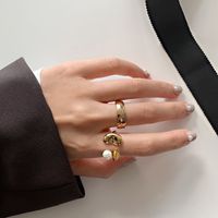 Wholesale Jewelry IG Style Simple Style Geometric Alloy Pearl Plating Inlay Open Rings main image 4