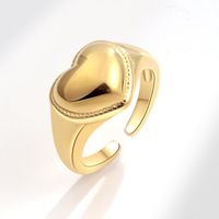 Großhandel Süss Einfacher Stil Herzform Kupfer Überzug Offener Ring main image 1