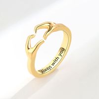 Wholesale Simple Style Letter Gesture Heart Shape Copper Plating Open Rings sku image 2