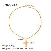 Stainless Steel 18K Gold Plated IG Style Cross Rivet Pendant Necklace sku image 1