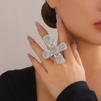 Wholesale Jewelry Exaggerated Simple Style Commute Cross Heart Shape Alloy Open Rings sku image 2