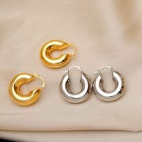 1 Pair Vintage Style Simple Style Solid Color Plating Copper 18K Gold Plated Ear Studs main image 7