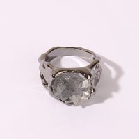Wholesale Jewelry IG Style Gothic Cool Style Irregular Alloy Resin Shiny Metallic Plating Inlay Rings main image 3