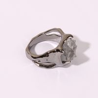 Wholesale Jewelry IG Style Gothic Cool Style Irregular Alloy Resin Shiny Metallic Plating Inlay Rings main image 4
