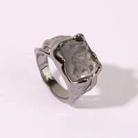 Wholesale Jewelry IG Style Gothic Cool Style Irregular Alloy Resin Shiny Metallic Plating Inlay Rings main image 5