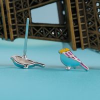 Cartoon Style Cute Bird White Copper Epoxy Ear Studs 1 Pair main image 6
