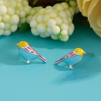 Cartoon Style Cute Bird White Copper Epoxy Ear Studs 1 Pair main image 3
