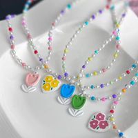 IG Style Sweet Heart Shape Flower Beaded Women's Pendant Necklace 1 Piece main image 1