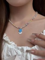 IG Style Sweet Heart Shape Flower Beaded Women's Pendant Necklace 1 Piece sku image 5