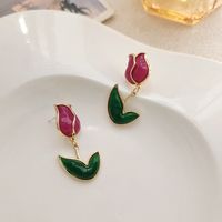 Sweet Simple Style Flower Alloy Resin Plating Women's Drop Earrings 1 Pair main image 5