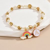 Einfacher Stil Brief Regenbogen Herzform Legierung Perlen Emaille Frau Armbänder main image 4