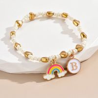 Einfacher Stil Brief Regenbogen Herzform Legierung Perlen Emaille Frau Armbänder main image 5
