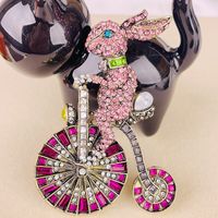 Casual Cute Rabbit Bicycle Alloy Plating Rhinestones Women's Brooches main image 4