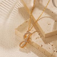 Kupfer 18 Karat Vergoldet Einfacher Stil Brief Inlay Zirkon Halskette Mit Anhänger main image 2