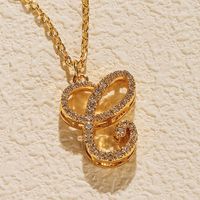 Copper 18K Gold Plated Simple Style Letter Inlay Zircon Pendant Necklace sku image 4