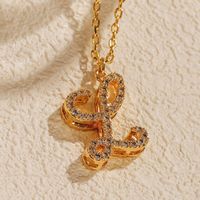 Copper 18K Gold Plated Simple Style Letter Inlay Zircon Pendant Necklace sku image 7