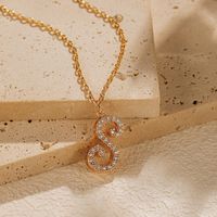 Copper 18K Gold Plated Simple Style Letter Inlay Zircon Pendant Necklace main image 5