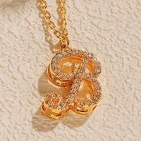Copper 18K Gold Plated Simple Style Letter Inlay Zircon Pendant Necklace sku image 2