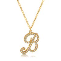 Copper 18K Gold Plated Simple Style Letter Inlay Zircon Pendant Necklace main image 4