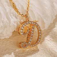 Copper 18K Gold Plated Simple Style Letter Inlay Zircon Pendant Necklace sku image 3