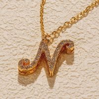 Copper 18K Gold Plated Simple Style Letter Inlay Zircon Pendant Necklace sku image 9